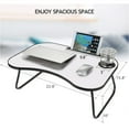 thumbnail image 3 of Foldable Laptop Desk Portable Tray Table Lap Desk Bed Stand Standing Table with Cup Holder and Slot for Reading Writing Eating, 3 of 5