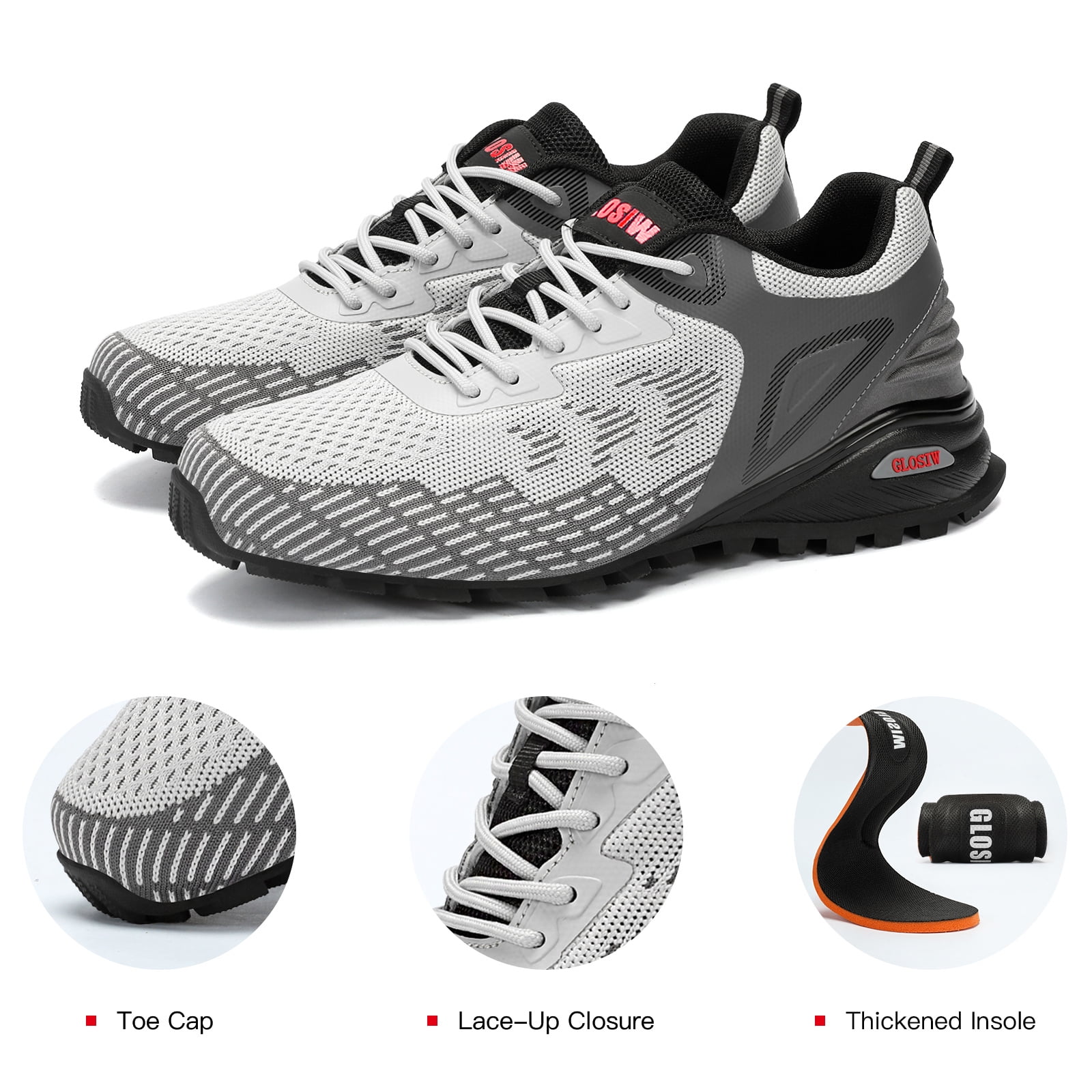 GLOSIW Men's Trail Running Shoes Non Slip Hiking Shoes Tennis Shoes Fashion Sneakers Workout Footwear