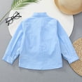 thumbnail image 5 of Kiijoy Little Boys Solid Long Sleeve Shirt Casual Neck Button Down Pocket Shirt, 5 of 5