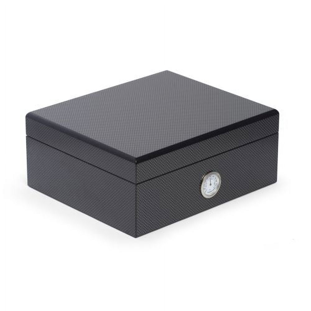 Bey-Berk International C421 Carbon Fiber Design Humidor Set Black & Grey - 6 Piece