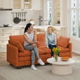 thumbnail image 3 of 75" Love Seat Couches, Noelse 2 Seater Soft Modular Sofa with Double Layer Upholstered Seat Cushion, Pet Friendly Cloud Couch with 2 Pillows for Living Room Bedroom and Apartment, Orange, 3 of 11