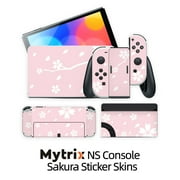 2021 New Nintendo Switch OLED Model White with Mytrix Full Body Skin Sticker for NS OLED Console, Dock and Joycons - Sakura Pink