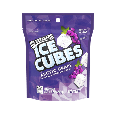 Ice Breakers Ice Cubes Arctic Grape Flavor Gum, 100 Pieces, 8.11