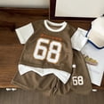 thumbnail image 2 of Atogsazn Toddler Baby Boys Summer Outfit Kids Casual Sports Short Sleeve T-shirt Shorts Set Sports Clothing Coffee 5-6 Years Fashion, 2 of 5
