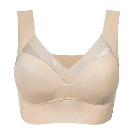 

Final Clear Out! Plus Size Thin Gathering Accessory Breast Soft Bra Wirefree Full Cup Push Up Widen Strap Comfort Casual Daily Bralette