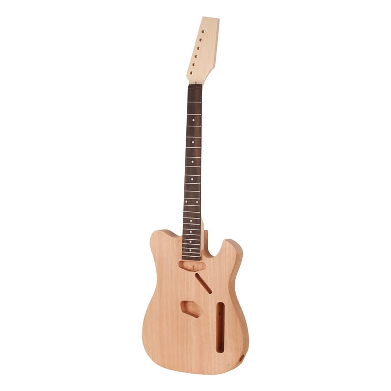 Muslady Unfinished Electric Guitar DIY Kit TL Tele Style Mahogany Body Maple Wood Neck Rosewood Fingerboard