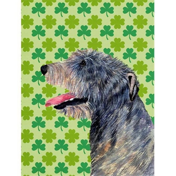 Irish Wolfhound St. Patricks Day Shamrock Portrait Flag Garden Size