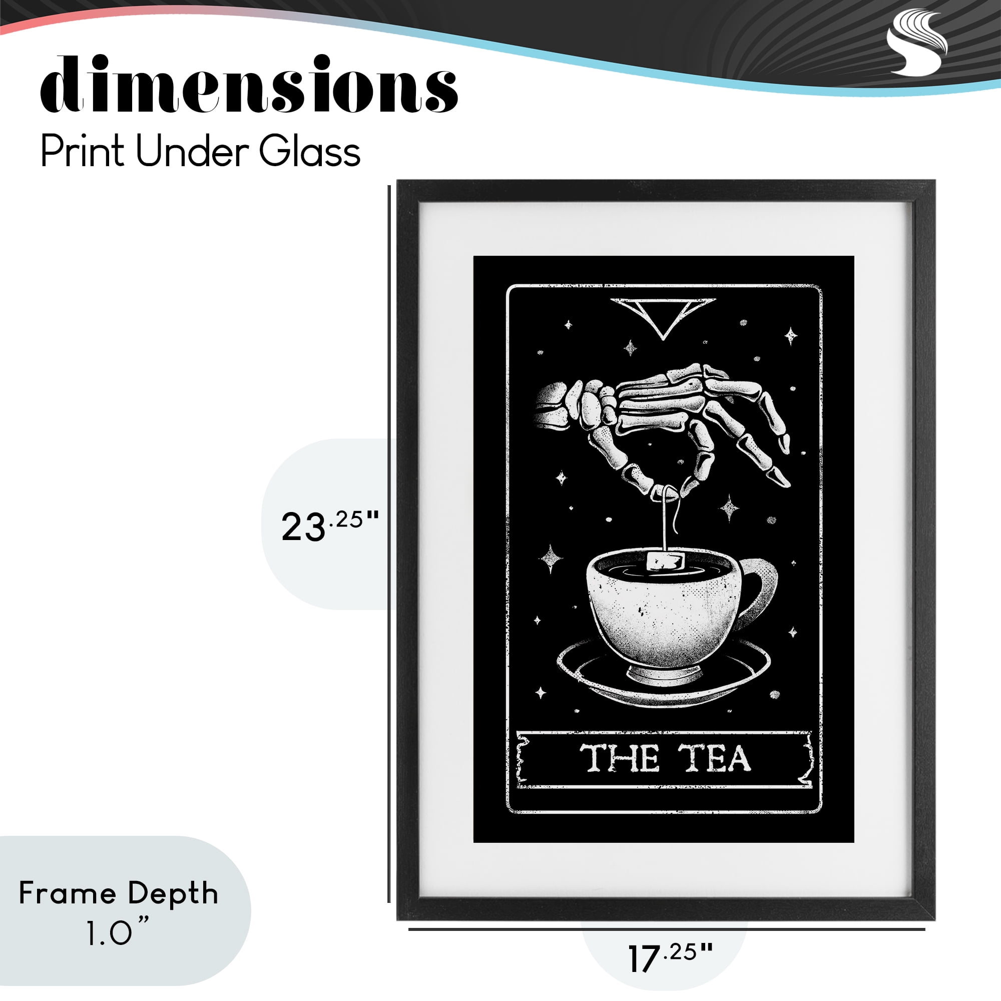 Stupell Industries The Tea Skeleton Tarot Black Framed Print Under Glass, design by EduEly Designs