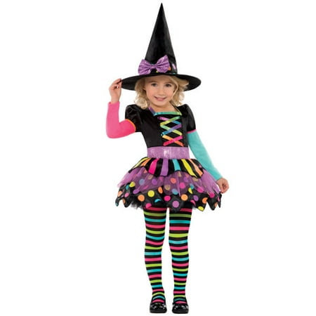 Miss Matched Witch Costume Girls Child Small 4 - 6 with Hat