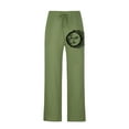 thumbnail image 7 of IROINNID Wide Leg Pants for Men Cotton Linen Wide Leg Pants Printed Drawstring Waist Sports Pants Loose Fit Trousers,Green, 7 of 7