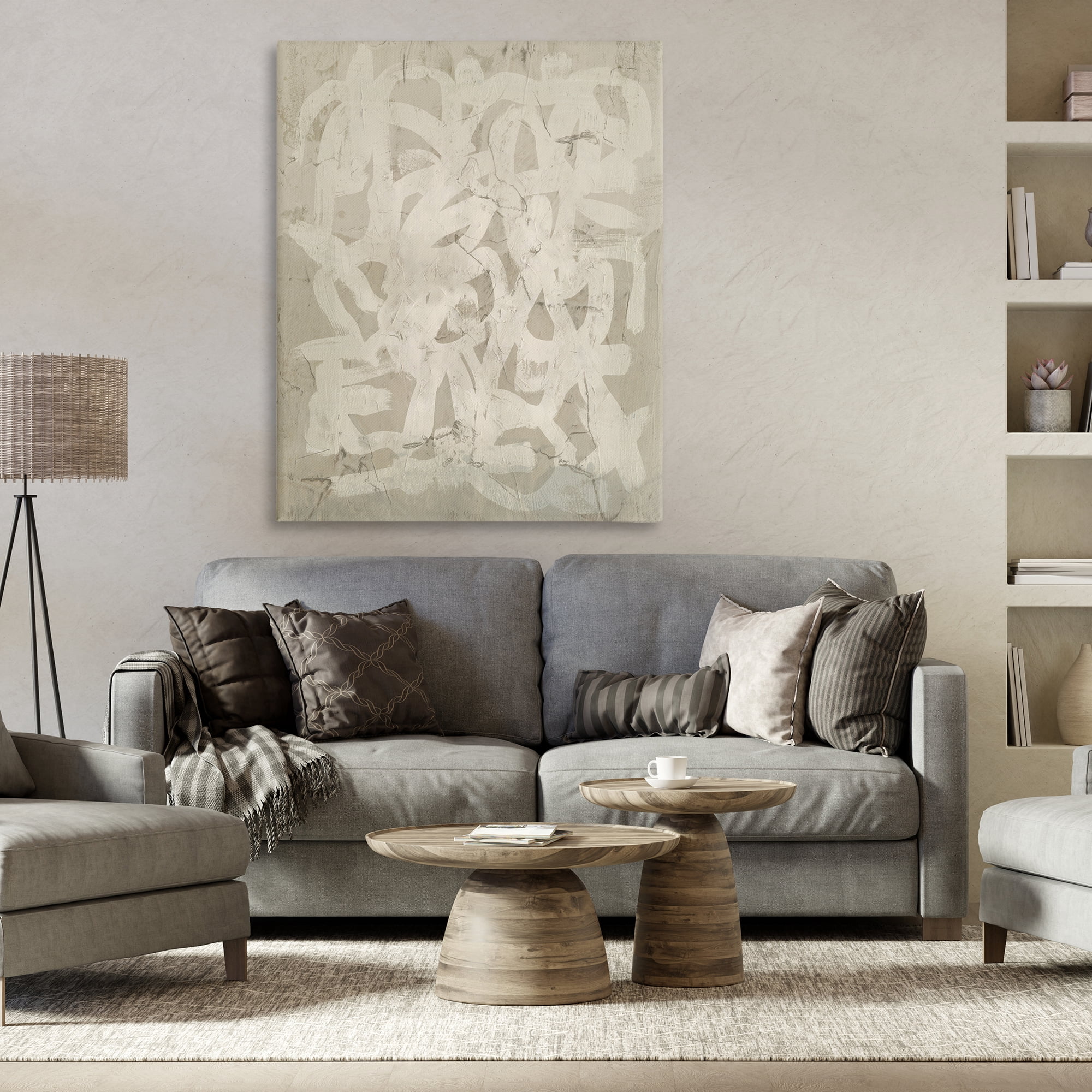 Stupell Industries Neutral Chaotic Pattern Abstract Painting Gallery Wrapped Canvas Art Print Wall Art, 36 x 48