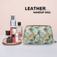 thumbnail image 4 of Watercolor Palm Tree Makeup Bag, Large Capacity Travel Cosmetic Bag for Women Girls- Travel Toiletry Bag Leather Portable Waterproof Makeup Case Organizer with Handle, 4 of 4