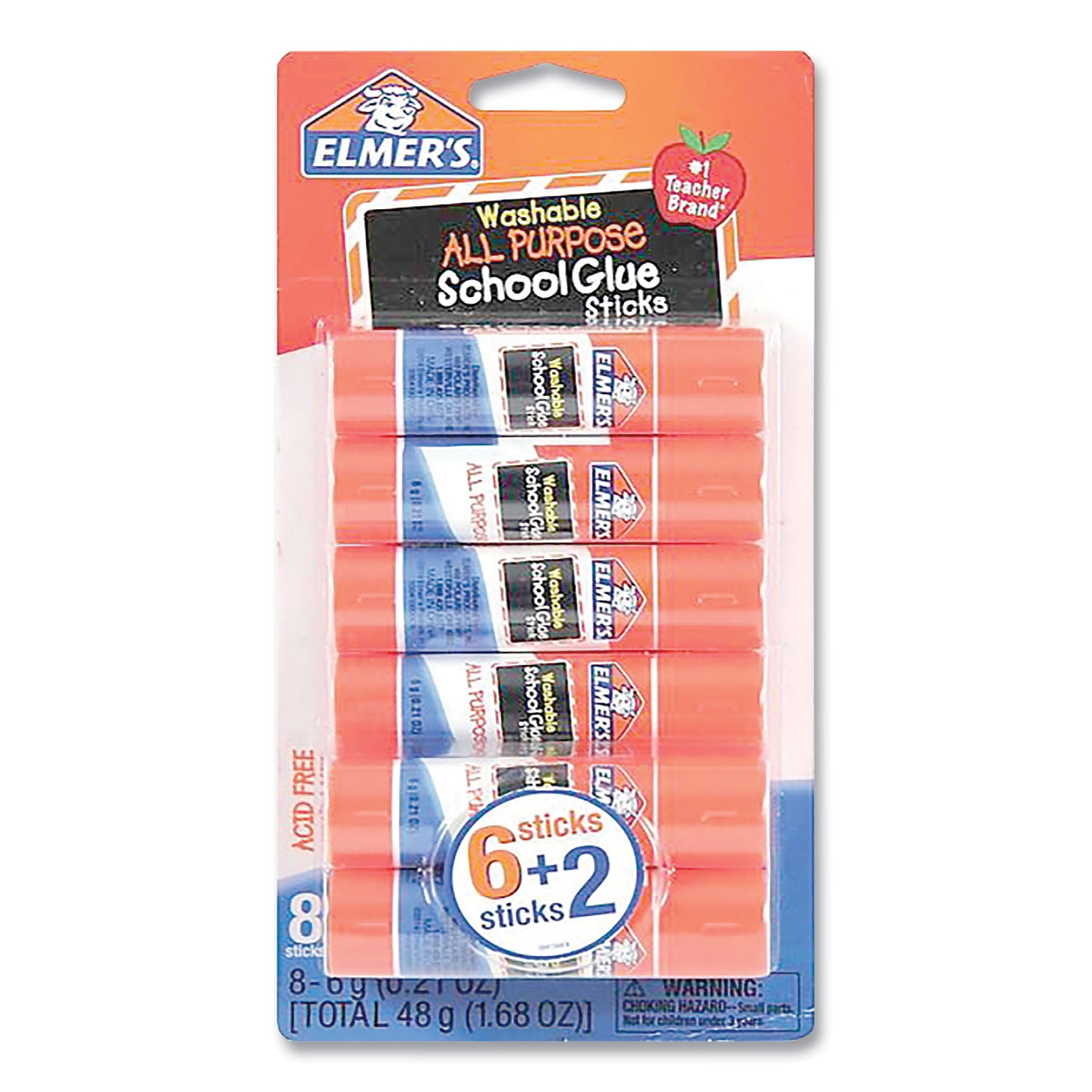 Elmer's Glue Sticks 0.21 oz Applies and Dries Clear 8/Pack E5003E5004