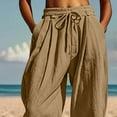 thumbnail image 6 of Juslio Pants for Women High Waist Khakis Elastic Waist Casual Linen with Pockets Joggers Pants XL, 6 of 9