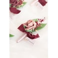 thumbnail image 5 of Set of 6 Burgundy & Ivory Foam Rose Boutonnieres with Pins for Men Wedding for Groom Groomsmen Wedding Ceremonies Anniversaries Formal Dinners Parties Proms, 5 of 5