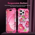 thumbnail image 6 of CASEFIV for iPhone 15 Pro Case,Shockproof Rugged Heavy Duty Cute Colorful Flower Floral Design Protective for Girls Women Cover for Apple iPhone 15 Pro 6.1 inch,Deep Red, 6 of 7