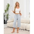 thumbnail image 3 of Ekouaer Womens Pajama Pants Capri 2026 Wide Leg Lounge Pj Pants Summer Comfy Drawstring Pajama Bottoms with Pockets, 3 of 5