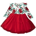 thumbnail image 2 of NAISIBABY Girls Long Sleeve Tutu Dress, Floral Prints Party Princess Skirt Kids New Christmas Clothes Red 5-6T, 2 of 8