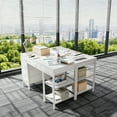 thumbnail image 2 of EDX 47 Inch Computer Desk with Fabric Drawers & Storage Shelves,Small Home Office Desk Study Table for Home office Bedroom,White, 2 of 7