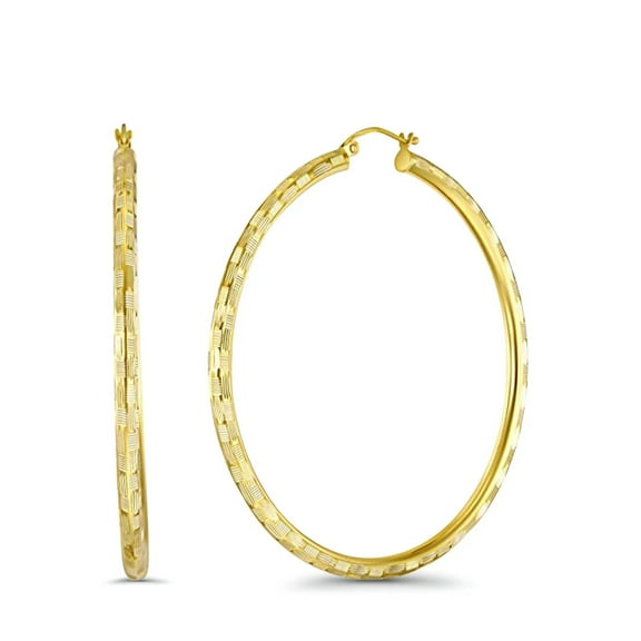 55mm 14K Yellow Gold 3mm Thickness DC Hoop Earrings Women Jewelry