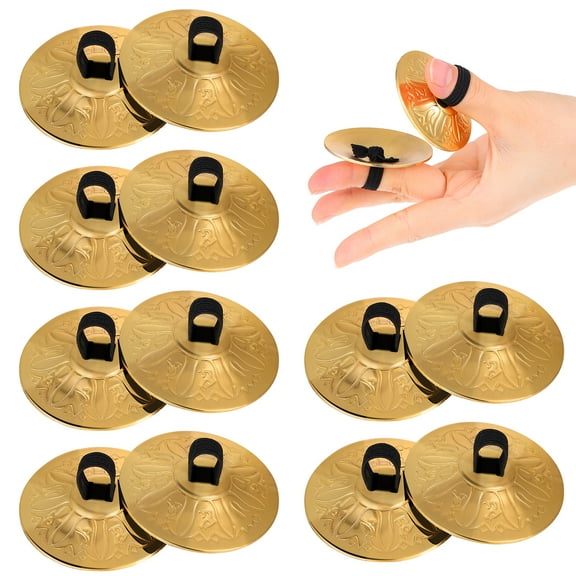 LOLIPPYY 10pcs Copper Finger Cymbals Small Finger Cymbals Belly Dancing Mini Cymbals Musical Instrument