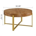 "Gexpusm 32"" Farmhouse Round Wood Coffee Table With Gold Metal Legs ...