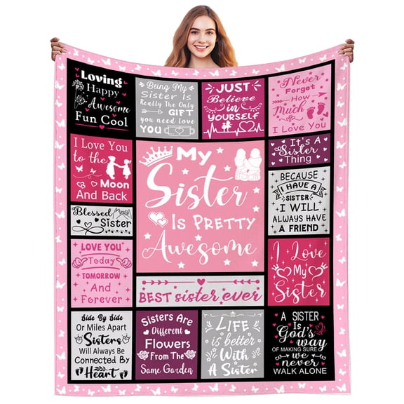 Sister Gifts Blanket Happy Birthday Blankets Throw Best Sister Ever Blanket Flannel Bedding Sisters Gifts from Sister Brother 50"X40"