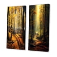 thumbnail image 3 of Designart "Warm Autumn Sunlight Illuminating the Forest I" Forest Wall Art Set Of 2 - Traditional Yellow Gallery Set For Office Decor, 3 of 6