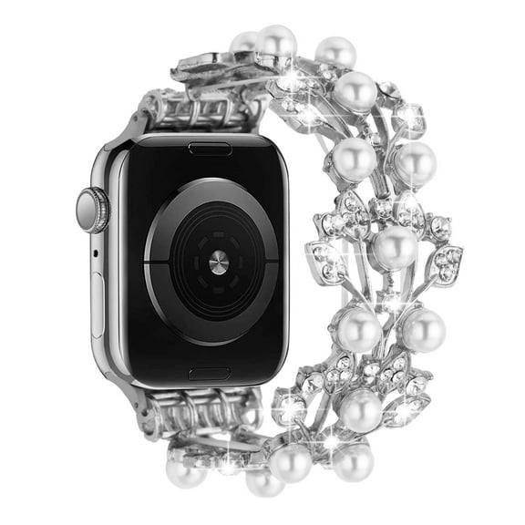 Xpm Compatible with Apple Watch Ultra Size 49mm (2022) Pearl Diamond Bling Zinc Alloy Wristband Watch Band Strap for iWatch Ultra [ Silver ]
