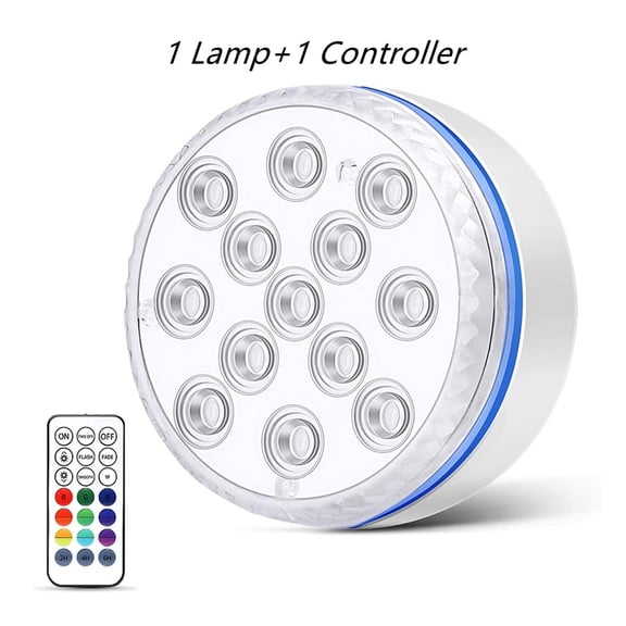Updated Submersible LED Lights With Remote Underwater Pool Light IP68 Magnet 13 LED Bright Lamp RGB For Pond/Pool/Aquarium