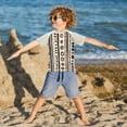 thumbnail image 3 of FORMRS Boys Rash Guard Short Sleeves Swim Shirt Quick Dry UPF 50+ Sun Protection, Sizes 3-12T, Black Abstract Dots, 3 of 6