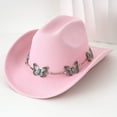 thumbnail image 6 of Vjnyvs Western Cowboy Hat for Men Women Wide Brim Felt Fedora Cowboy Hats with Rhinestone Cowboy Party Decorations, 6 of 7