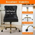 thumbnail image 5 of Pawverly Velvet Upholstered Office Chair, Tufted Button Swivel Desk Chair with Adjustable Height, Gold Metal Base & Wheels, Modern Vanity Chair, Black, 5 of 9
