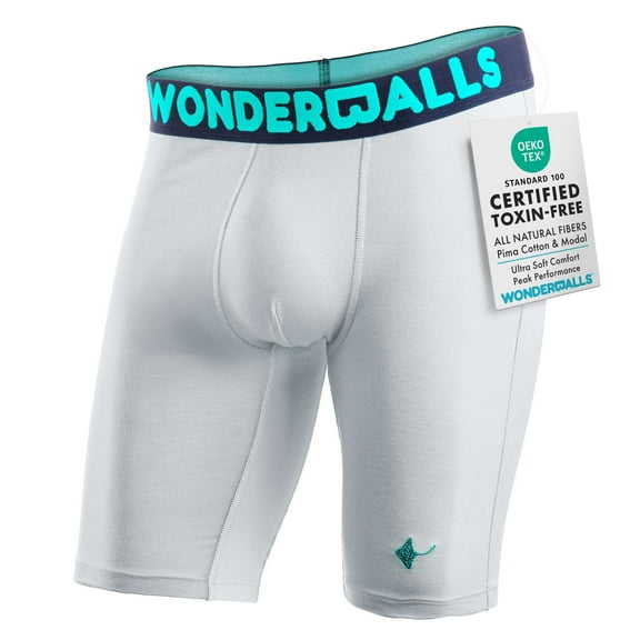 Wonderballs Long Boxer Briefs for Men - White, Small, (Pack of 1) - Ultra-Soft & Breathable Pima Cotton & Modal Blend - Athletic Underwear for Men - Men's Boxer Briefs Long Leg