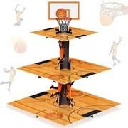 MY 3 Tier Basketball Party Decorations Cupcake Stand Basketball Theme Party Favors Cupcake Holder Sports Theme Cupcake Holder for Teenagers Sports Birthday Party Supplies Decor