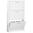 thumbnail image 5 of Shoe Cabinet for Entryway, White Narrow Shoe Storage Cabinet Flip Down Shoe Rack Wood 3 Tier Shoe Organizer for Home and Apartment, Modern Shoe Storage Cabinet with 3 Flip Drawers for Entrywa, White, 5 of 5