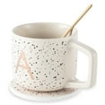 thumbnail image 4 of Thyme & Table 13.5 fl oz Monogram A Stoneware Mug, Coaster and Stir Set, 4 of 5