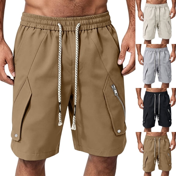 IAJDKMEK Men's Cargo Shorts with Pockets - Loose Breathable Hiking Shorts, Lightweight Running Shorts, and Casual Beach Shorts for Summer Daily,Black L