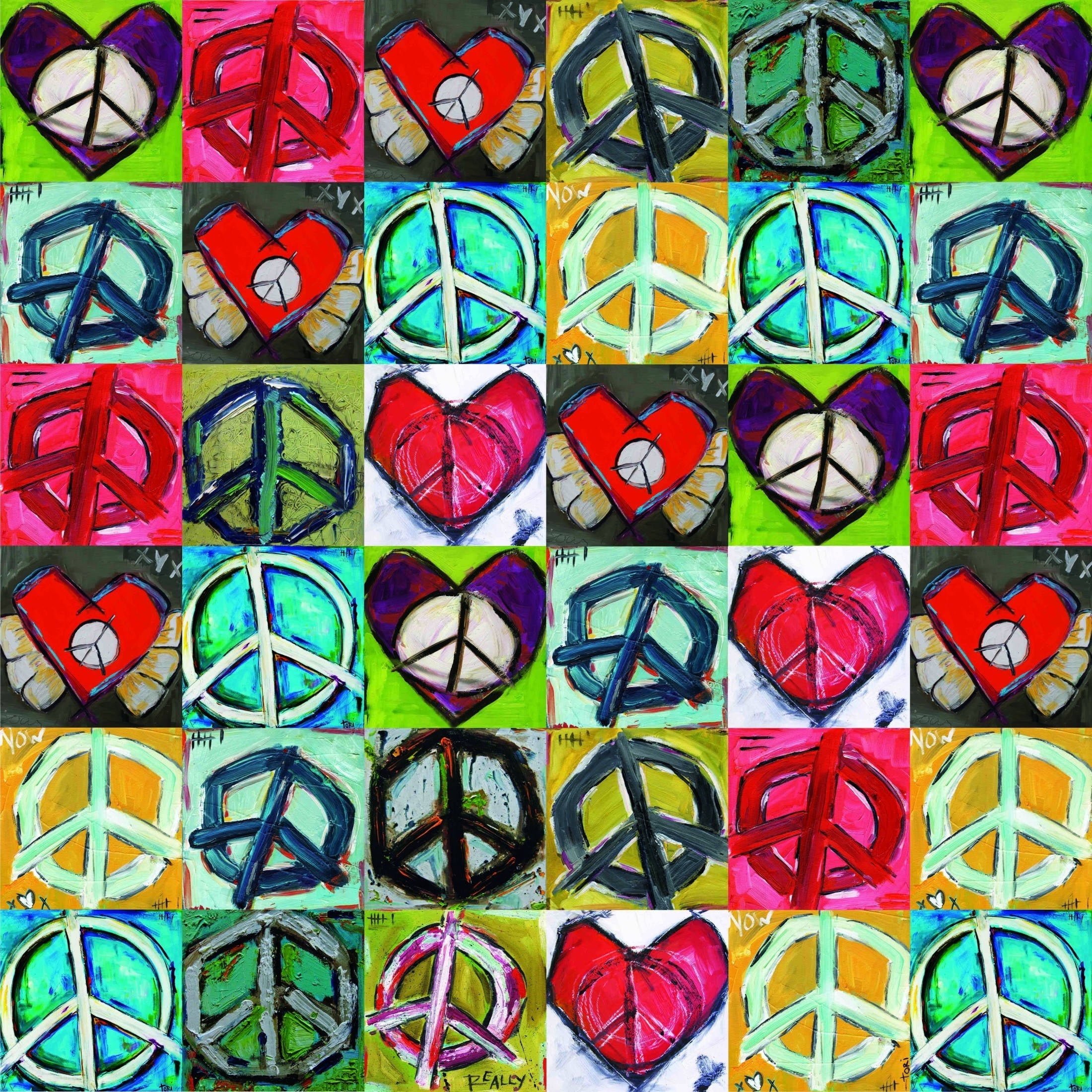 Marmont Hill "Peace Collage" by Tori Campisi Painting Print on Canvas