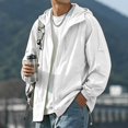 thumbnail image 2 of Men's UPF 50+ Sun Protection Hooded Jacket, Lightweight Quick Dry Loose Fit Outdoor Windbreaker, Unisex Casual Summer Thin Coat White, 2 of 6