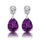 thumbnail image 1 of JeenMata Pendientes Clásicos de Oro Blanco de 18 K sobre Plata con Amatista, Piedra Natal de Febrero, con Corte Redondo y en Forma de Pera de 2,5 Quilates, para Mujer, 1 of 6