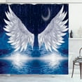 thumbnail image 2 of Angel Wings Shower Curtains White Feather Moon Cloud Sea Bathroom Decor Polyester Fabric Shower Curtain Sets with Hooks Great Gift, Blue White 84x72 Inch, 2 of 6