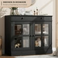 thumbnail image 4 of Senfot Buffet Cabinet, Shelf Adjustable Accent Storage Cabinet with a Large Drawer, Modern Buffet Sideboard with 2 Glass Doors, Black Cupboard for Kitchen, Dining Room, Entryway, 4 of 9