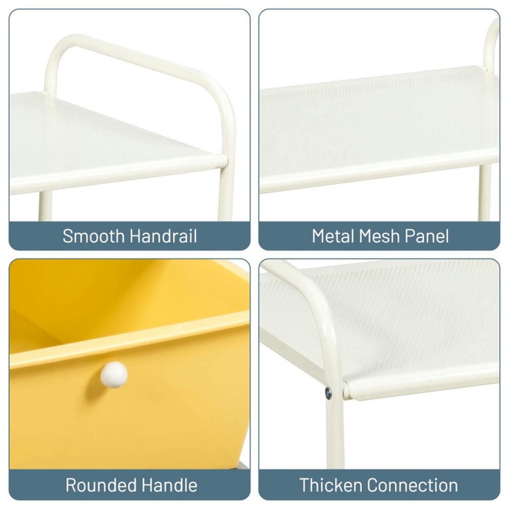 Demi Bonn 4 Drawers Shelves Rolling Storage Cart Rack with 4 Universal Casters, Yellow & Gray