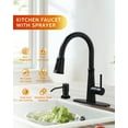 thumbnail image 2 of Wowow Pull Out Kitchen Faucet with Deck Plate & 3 Functions in Matte Black, 2 of 4