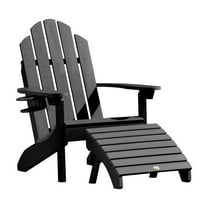 Highwood 3-pc Classic Westport Adirondack Set with 1 Classic Westport Adirondack Chair, 1 Easy-add Cup Holder & 1 Folding Adirondack Ottoman - Outdoor, Eco-friendly, Synthetic Wood
