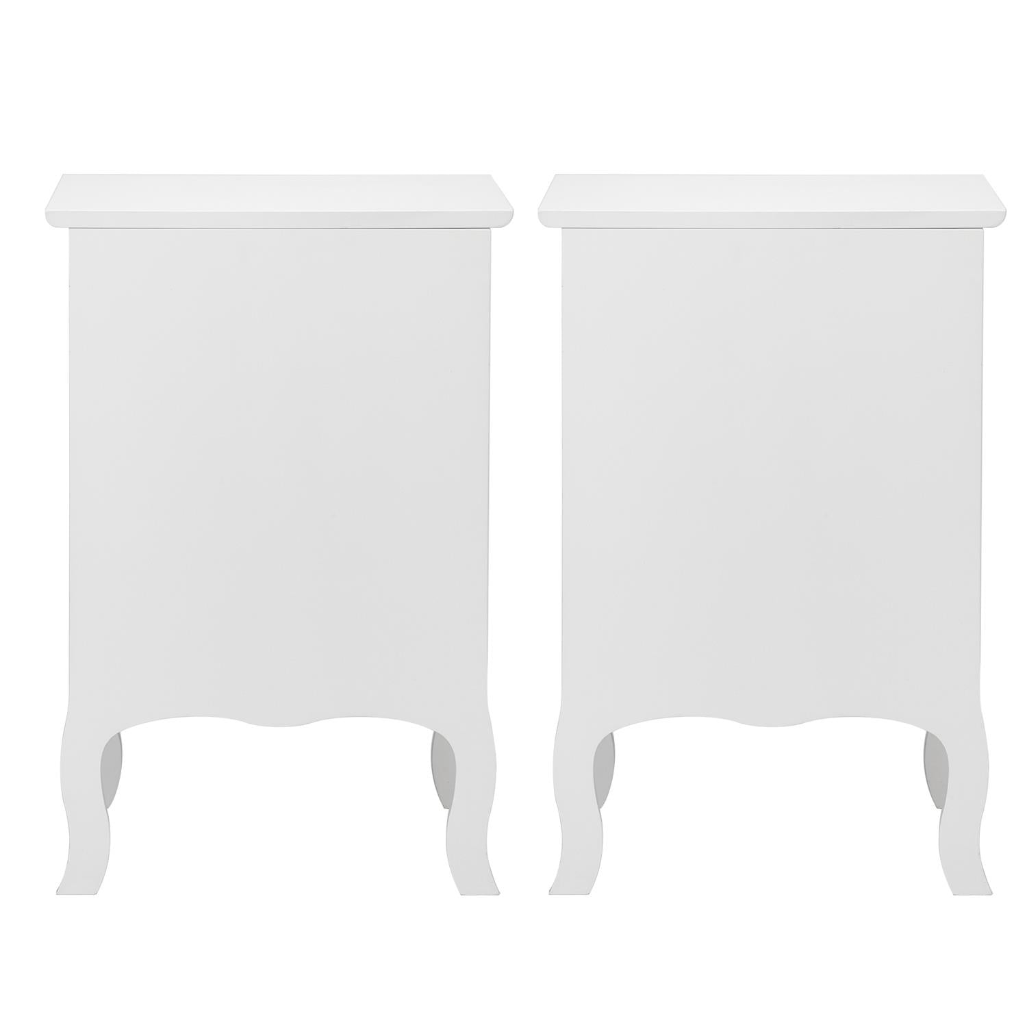 UBesGoo Nightstand, 2-Drawer Bedside Table, Wood End Side, Country Style Set of 2,White