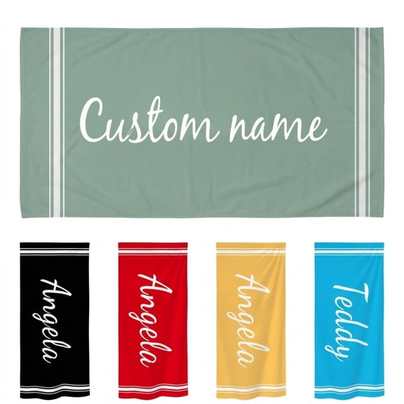 1pc Personalized Striped Beach Towel - Custom Name Soft Microfiber Towel, 30"x60" Absorbent Quick-Dry Towel for Adults, Pool, Vacation, Summer, Birthday Gift
