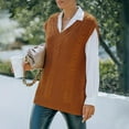 thumbnail image 1 of Pull en Tricot pour Femmes Gilets Femmes Crop Pull V Cou Sans Manches JK Uniforme Tricot Tops, 1 of 7
