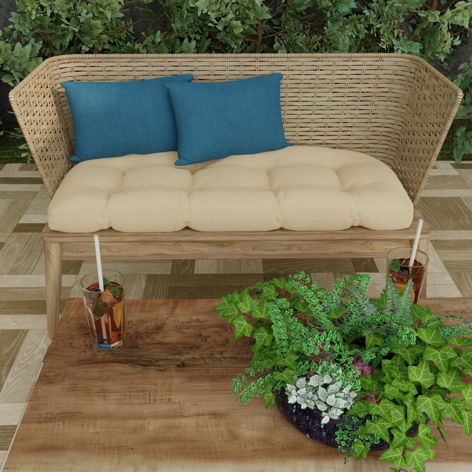Jordan Manufacturing 12" x 18" Celosia Legion Blue Crosshatch Rectangular Outdoor Lumbar Throw Pillow (2 Pack)